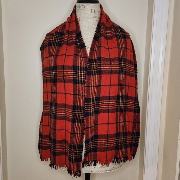 Vintage plaid tartan wool scarf - Picture 2 of 7